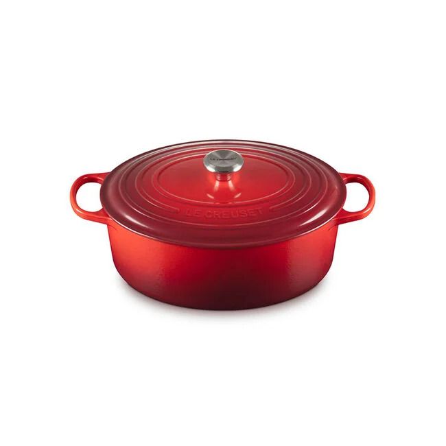 Signature oval dutch oven from Le Creuset. 