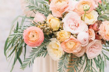 Ranunculus bouquet in peach and soft hues
