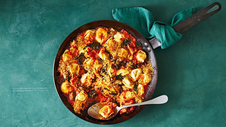 creamy baked tortellini with spinach