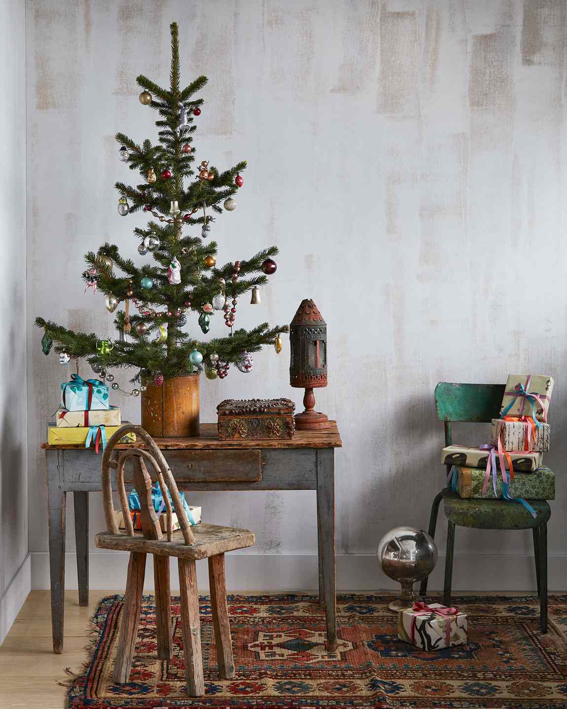 John Derian's Christmas tree of antique and vintage ornaments