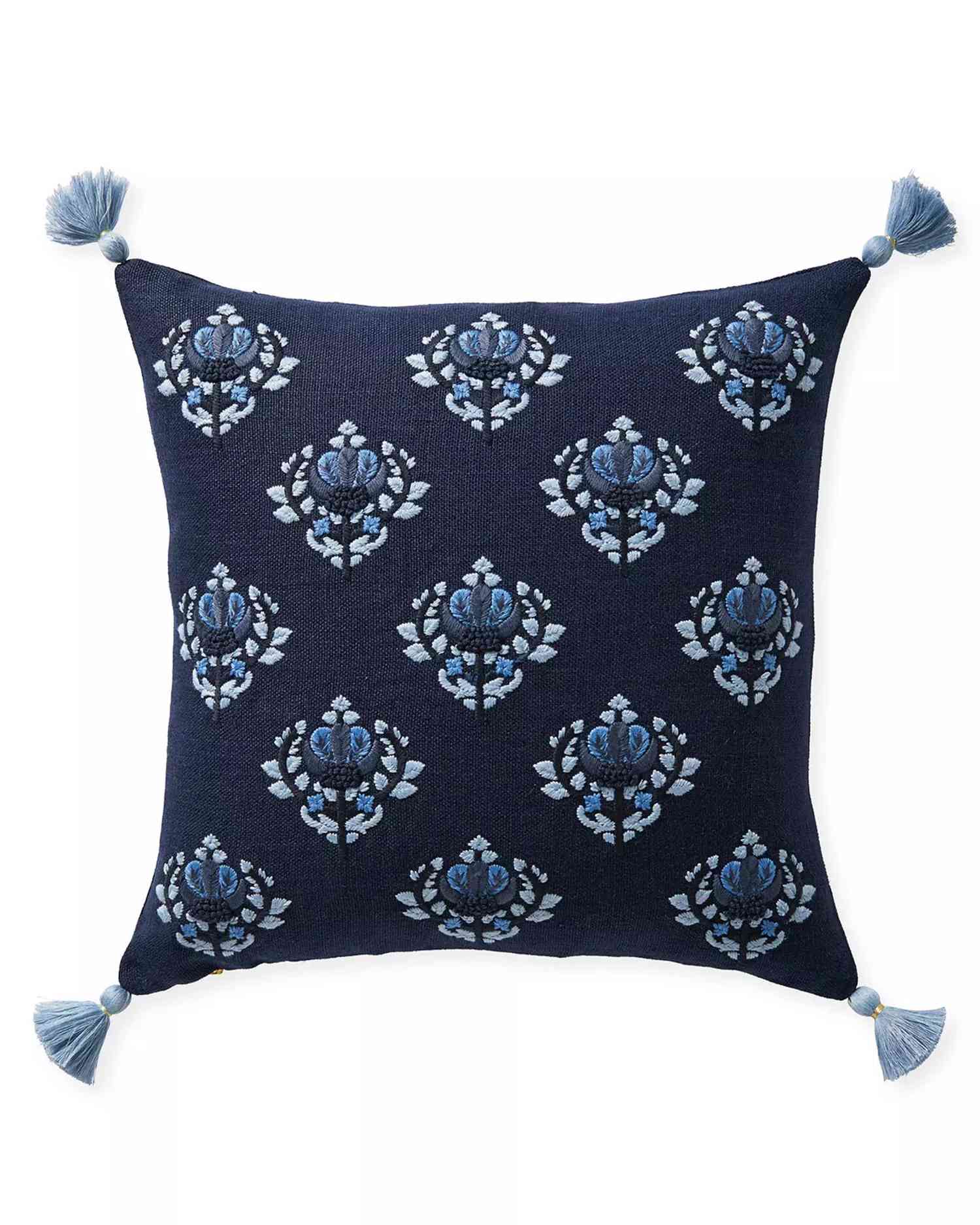 A blue throw pillow cover