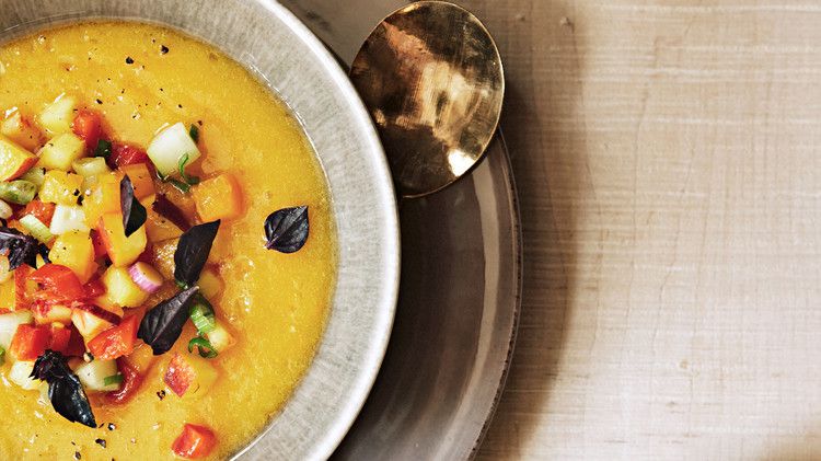 Yellow Tomato and Peach Gazpacho