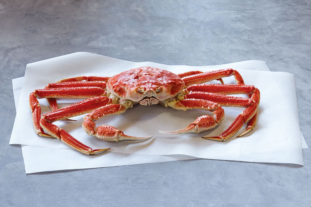 whole bairdi snow crab on parchment