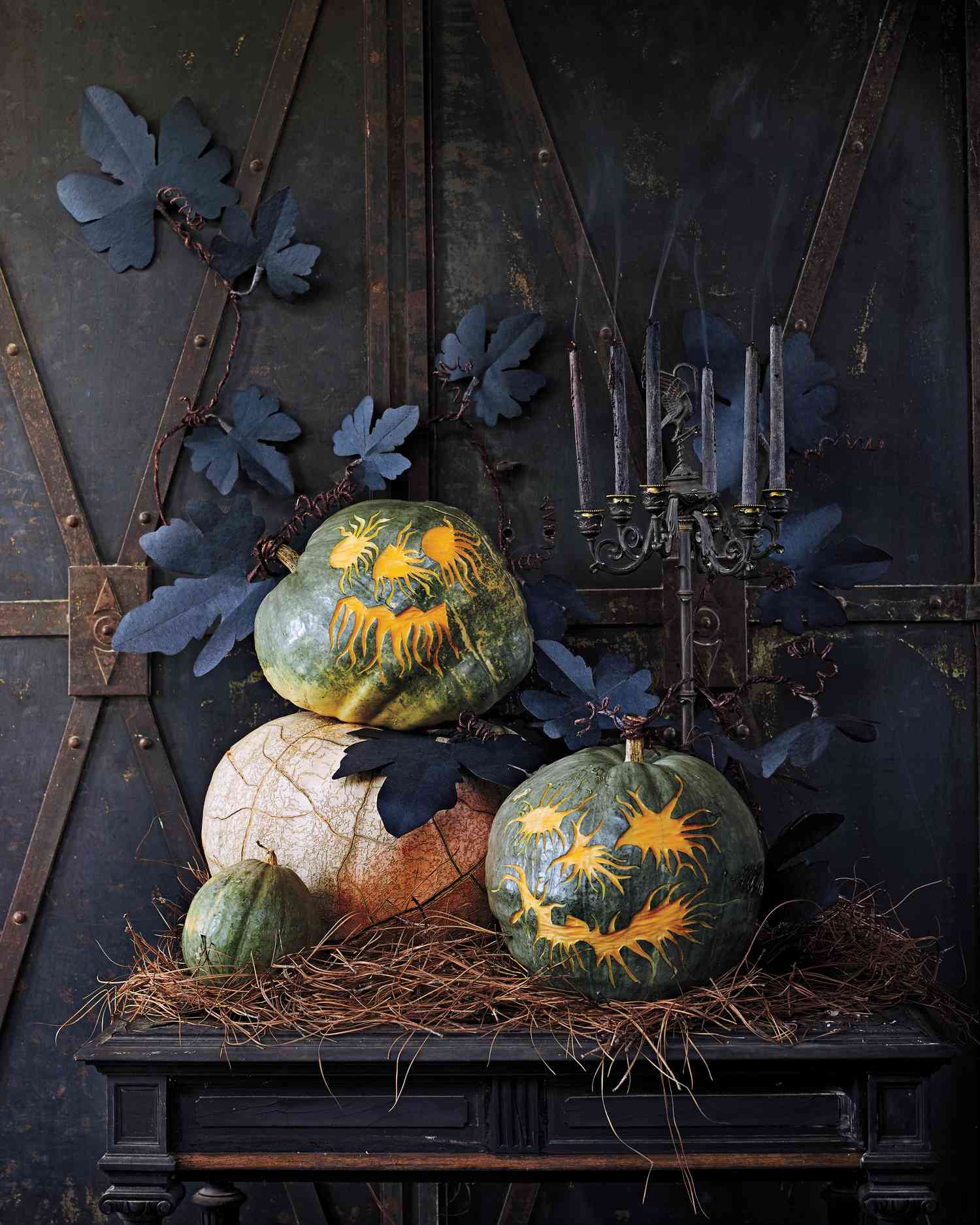 etched green pumpkins