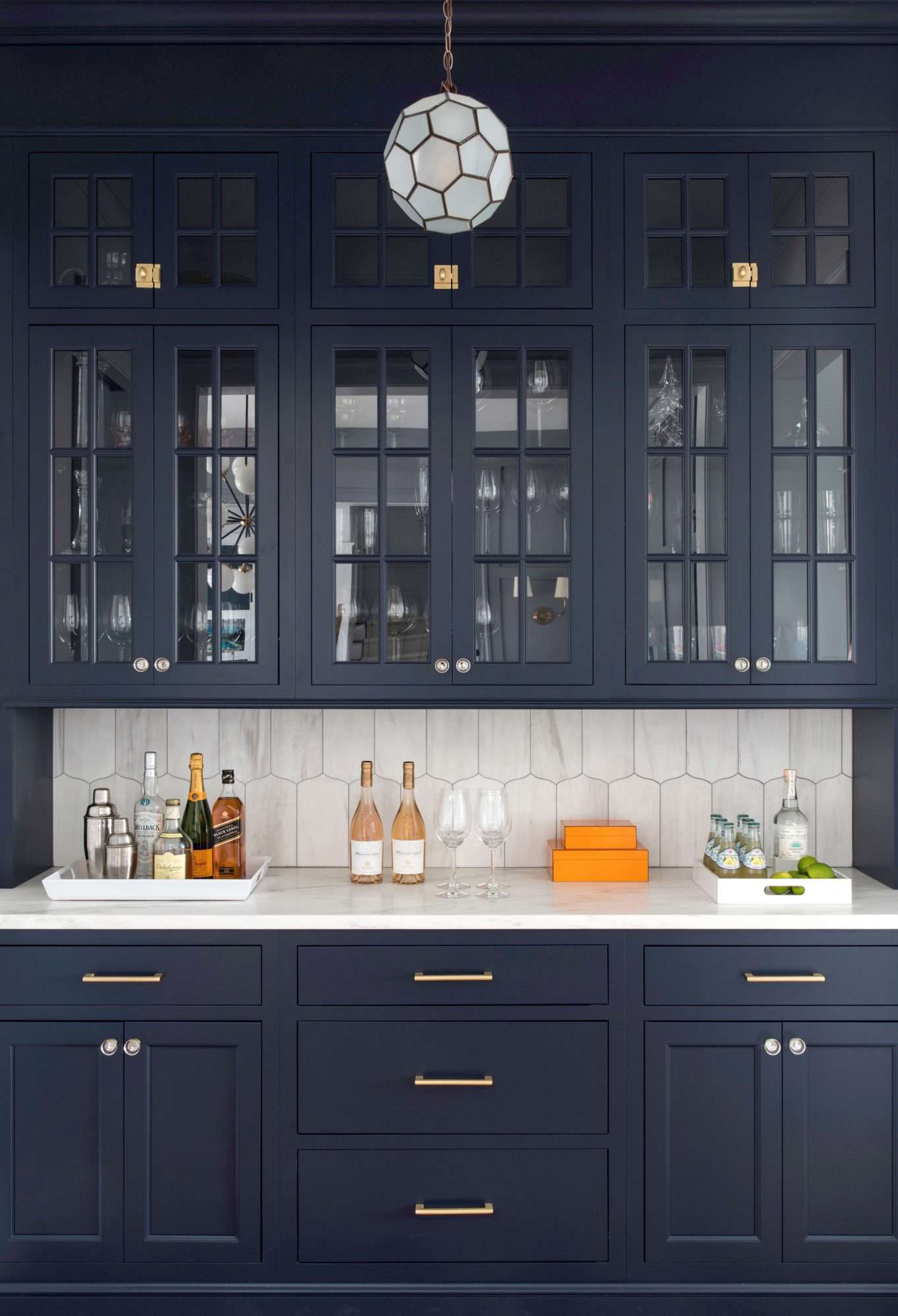 organized home bar marble counter