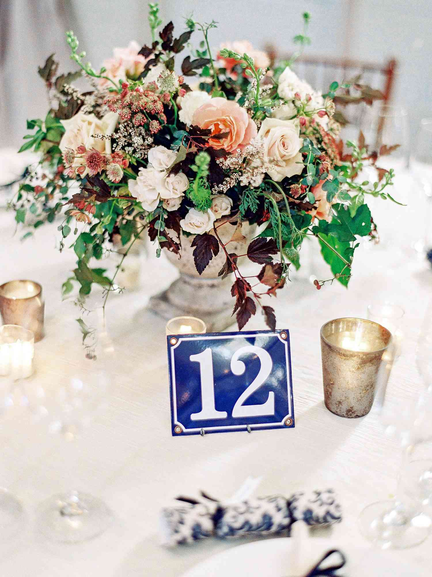 julianne aaron wedding table number centerpiece