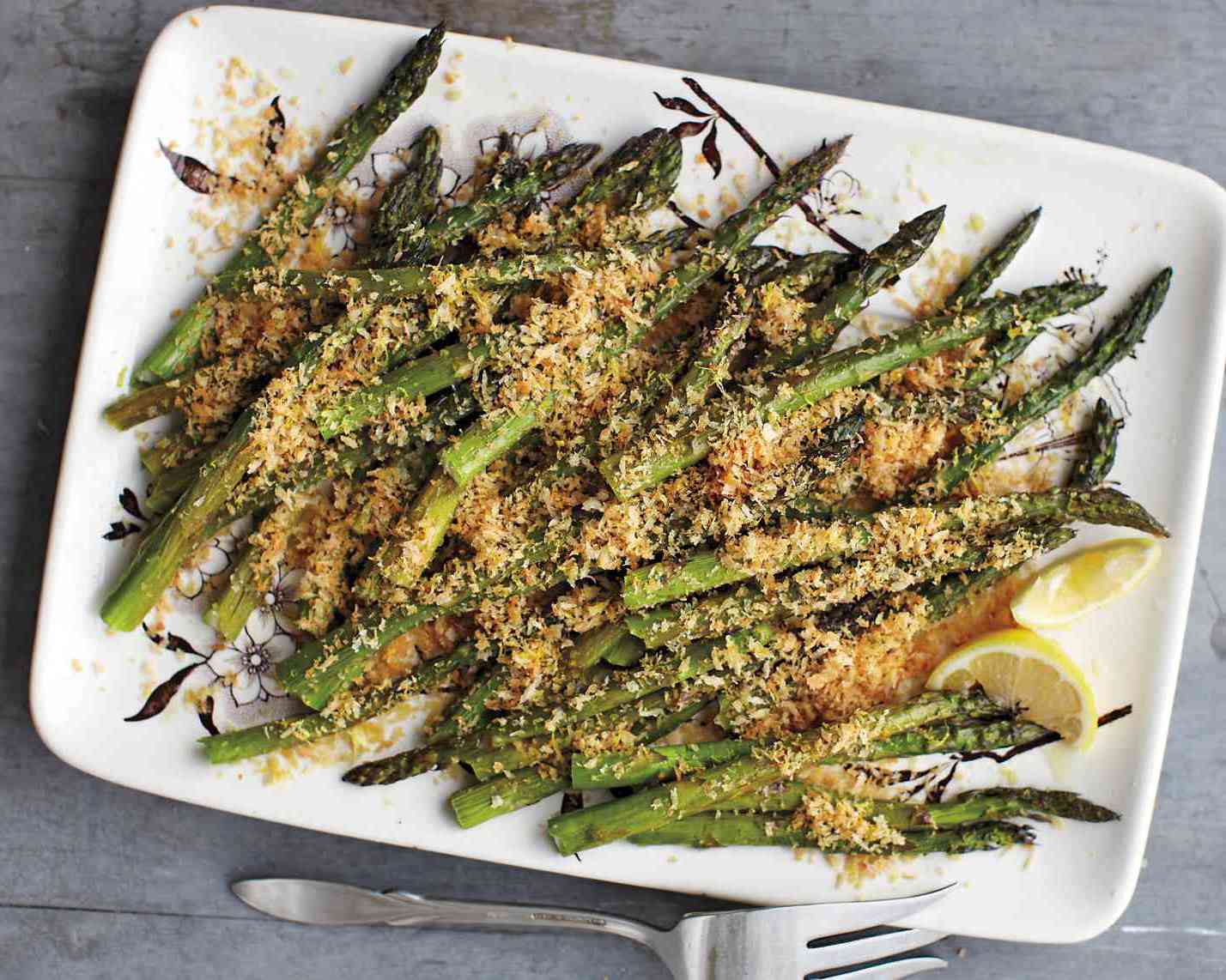 roasted asparagus with lemon breadcrumbs