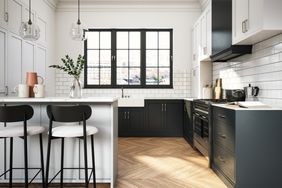 Clean, modern kitchen with black accents