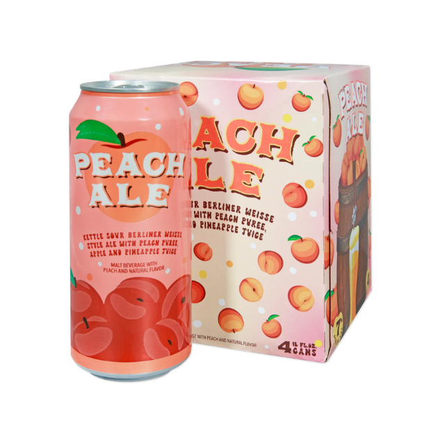 Peach ale beverage can and packaging with a peach design