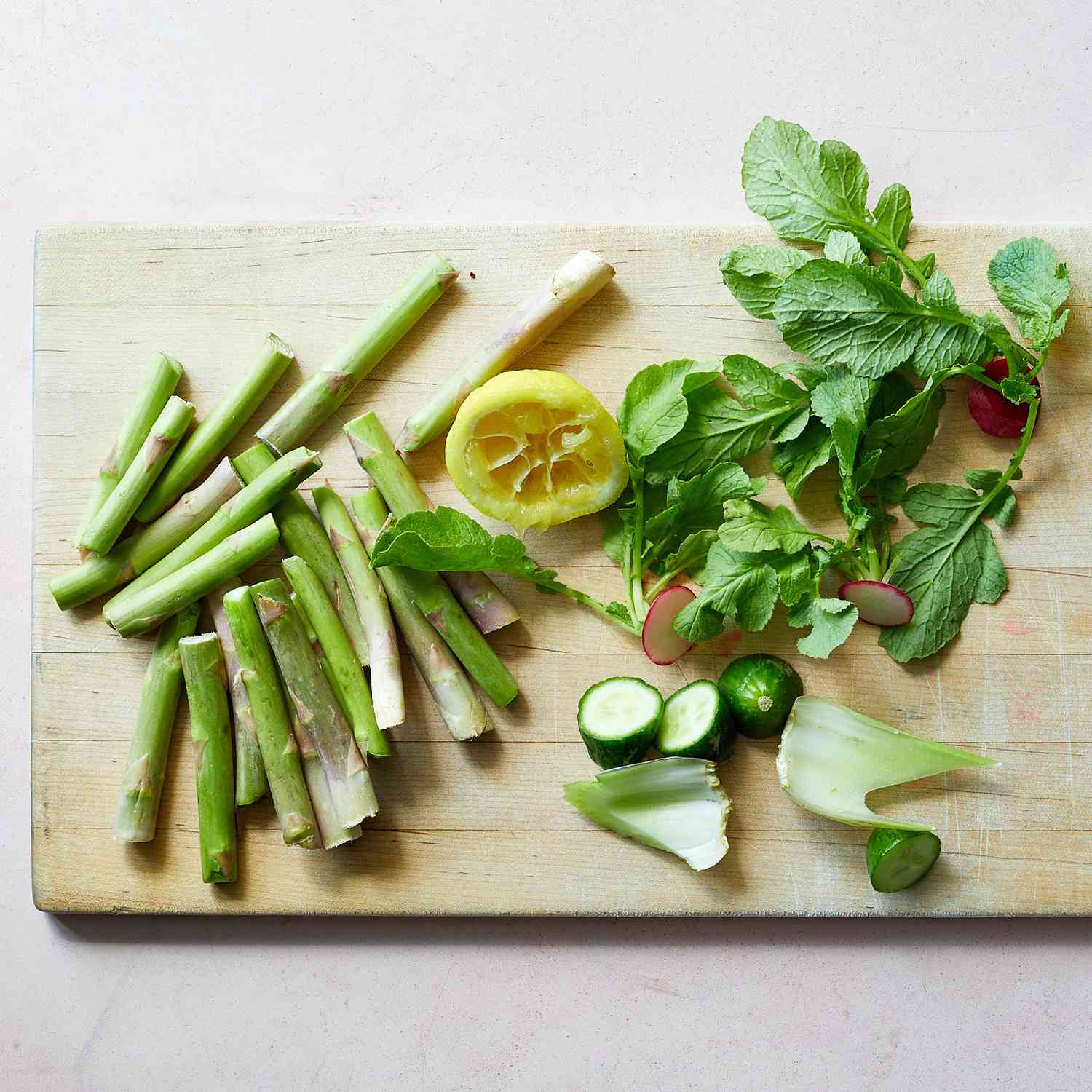 Food scraps on cutting board