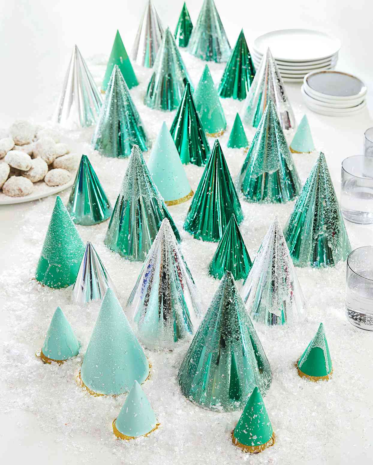 party hats snow glitter green