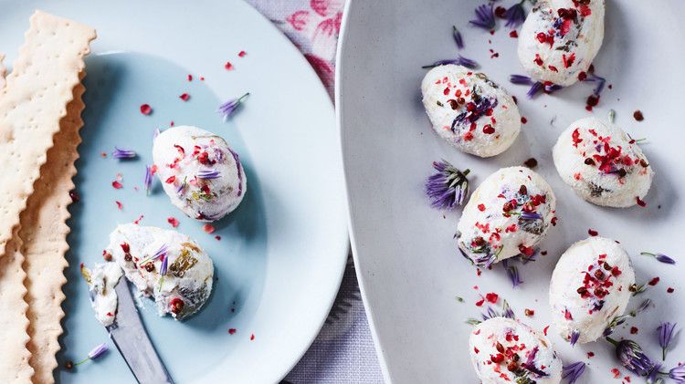 roasted spring onion and goat cheese eggs