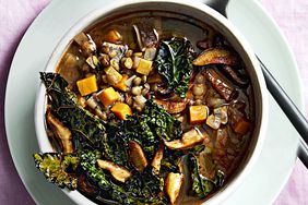 lentil soup with crispy kale