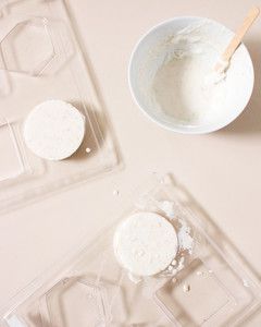 oatmeal soap mixture being poured into molds