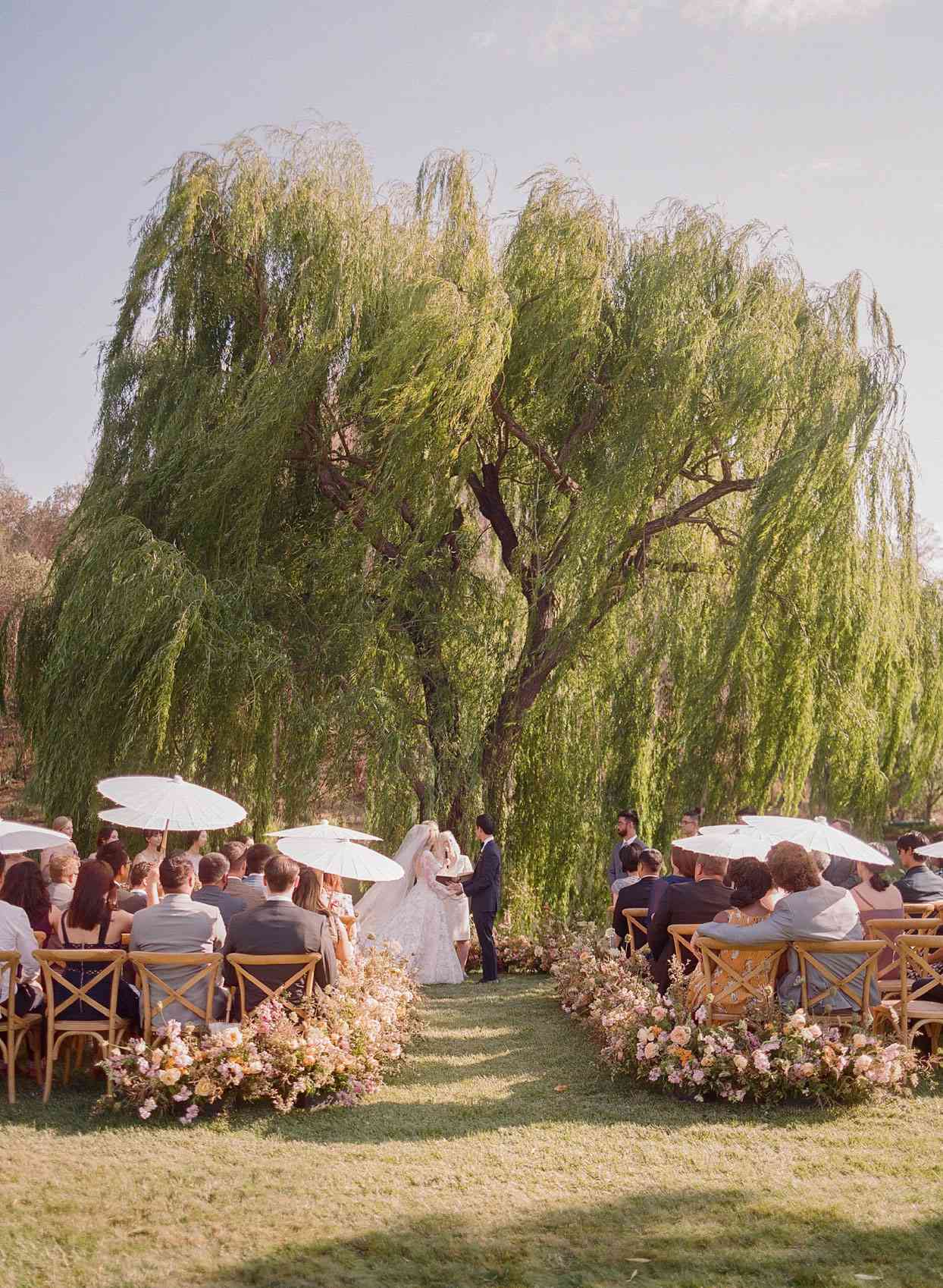 outdoor wedding ceremony by giant willow