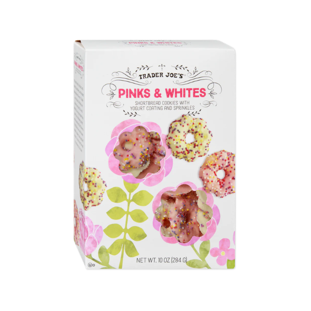Box of Trader Joes Pinks Whites cookies