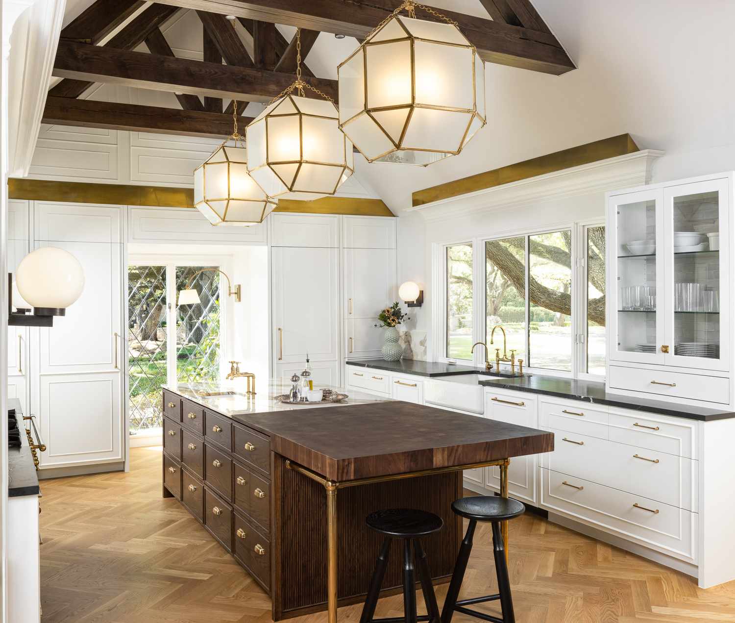 Kitchen window framing view of tree