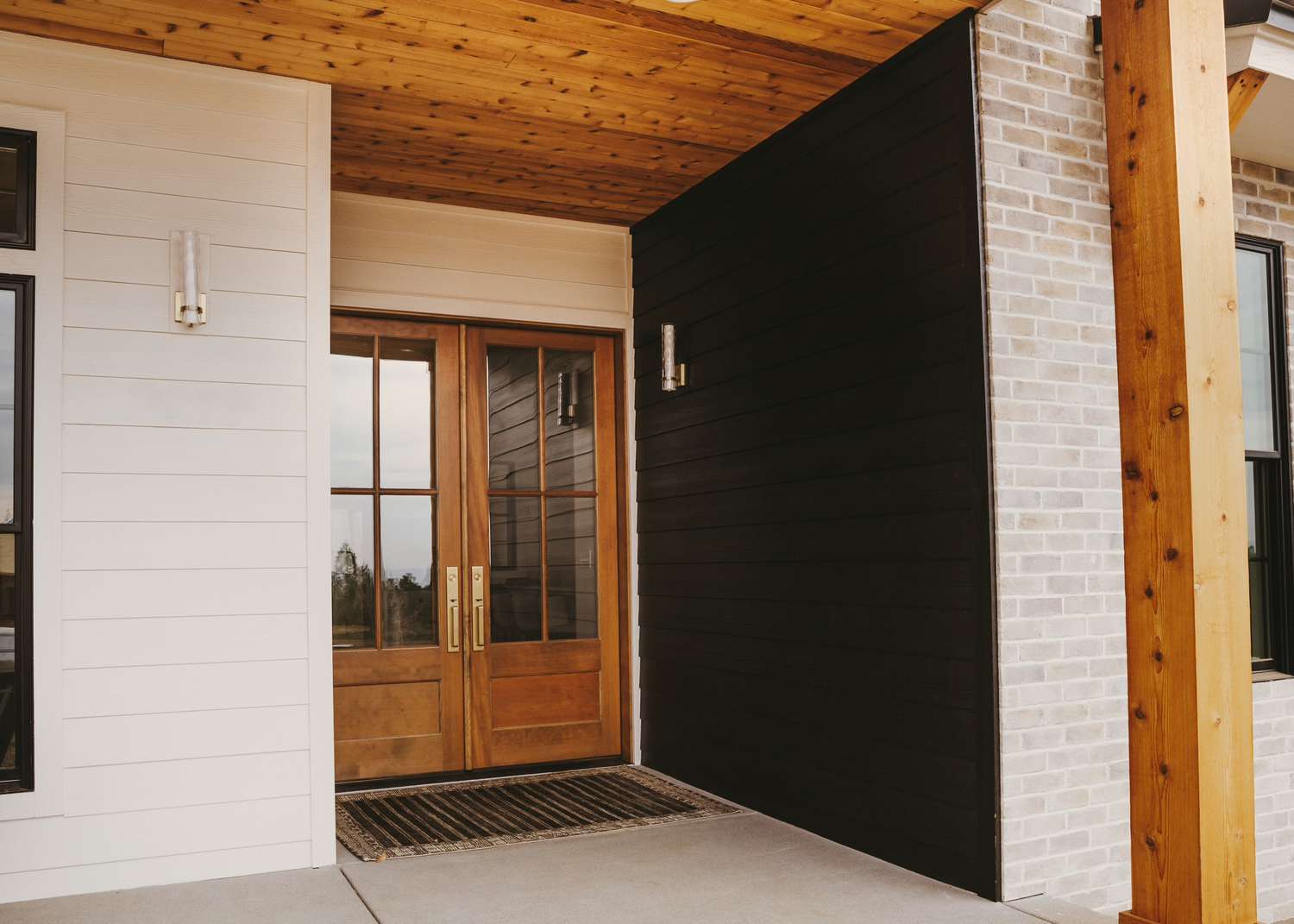 modern front porch wood