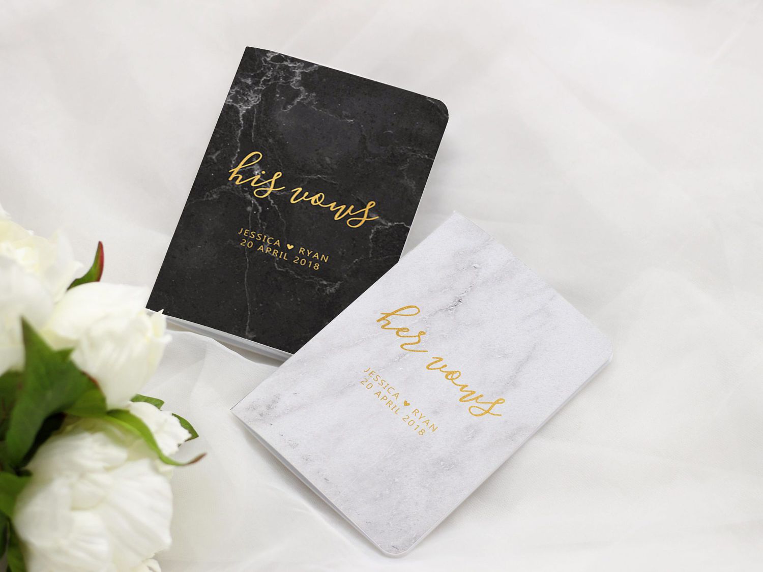 vow books his and hers black white marble