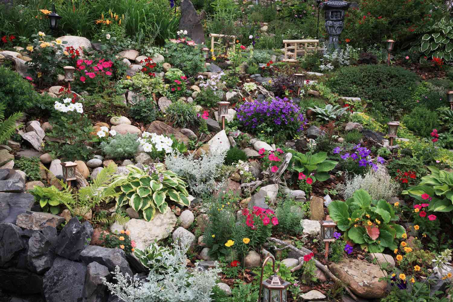 A beautiful perennial garden planted on a difficult slope. Extreme gardening at it's best!