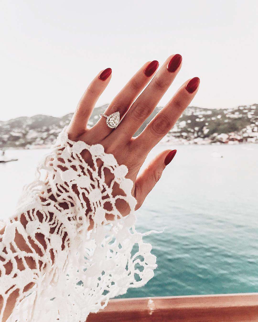 engagement ring selfie boat ride