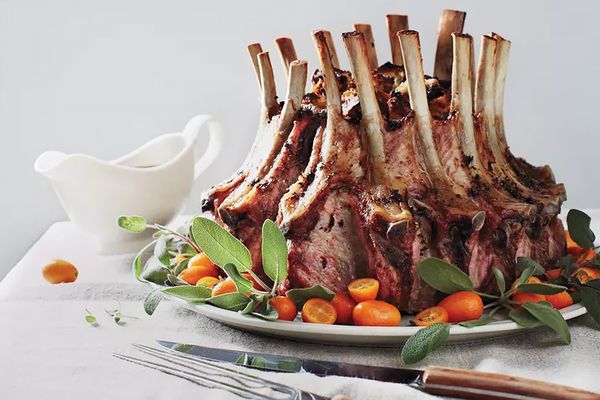 beauty shot of cooked crown pork roast