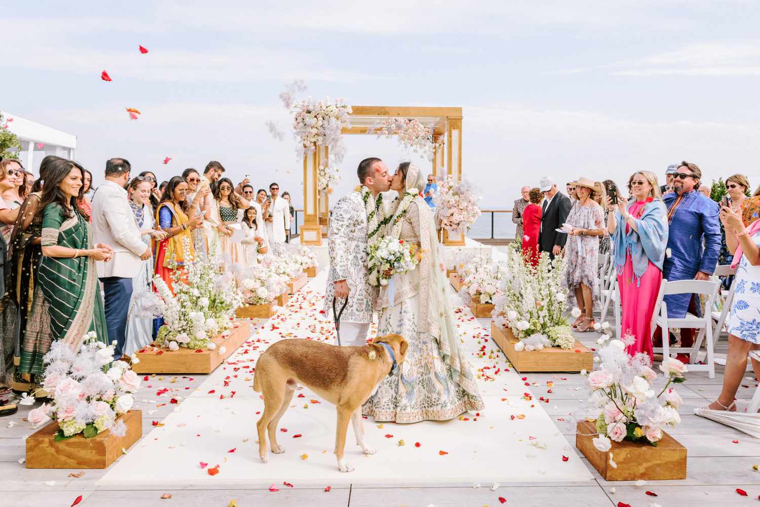 indian wedding ceremony couple sharing kiss