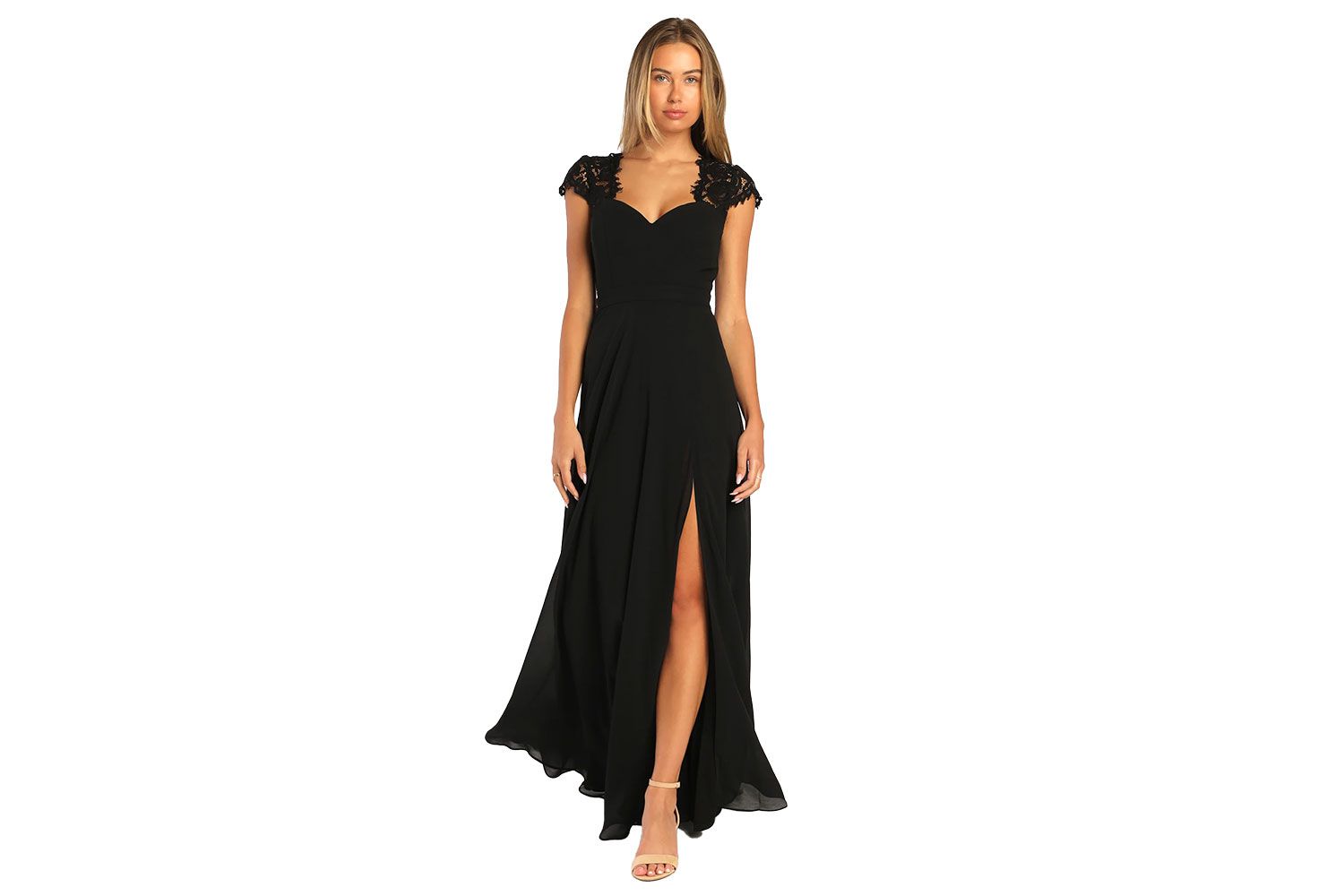 Lulus Momentous Moments Black Lace Backless Maxi Dress