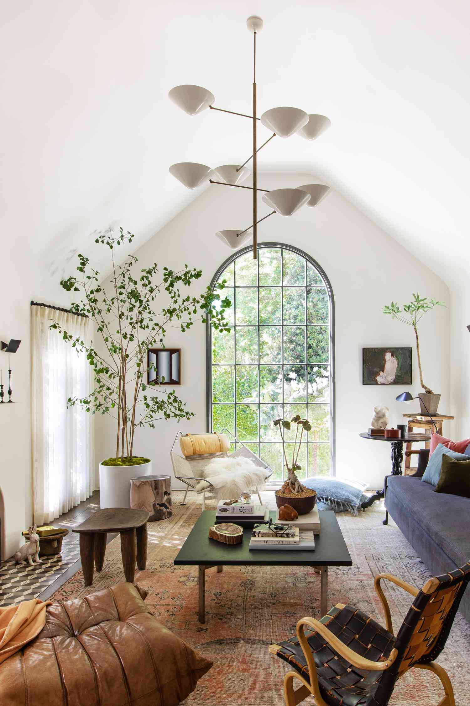 Airy room with tall plants