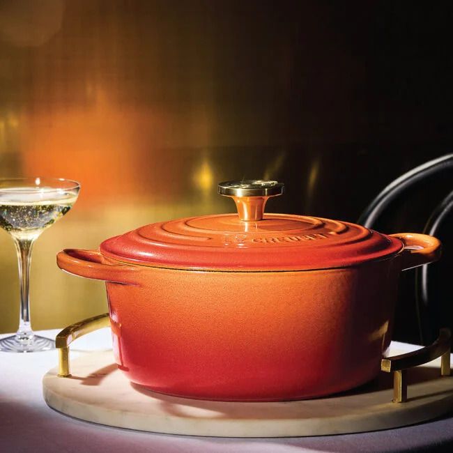 Signature Oval Dutch Oven with Crucible Knob from Le Creuset. 