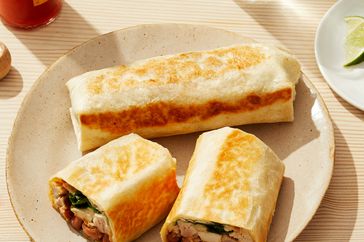 freezer burritos on tan plate