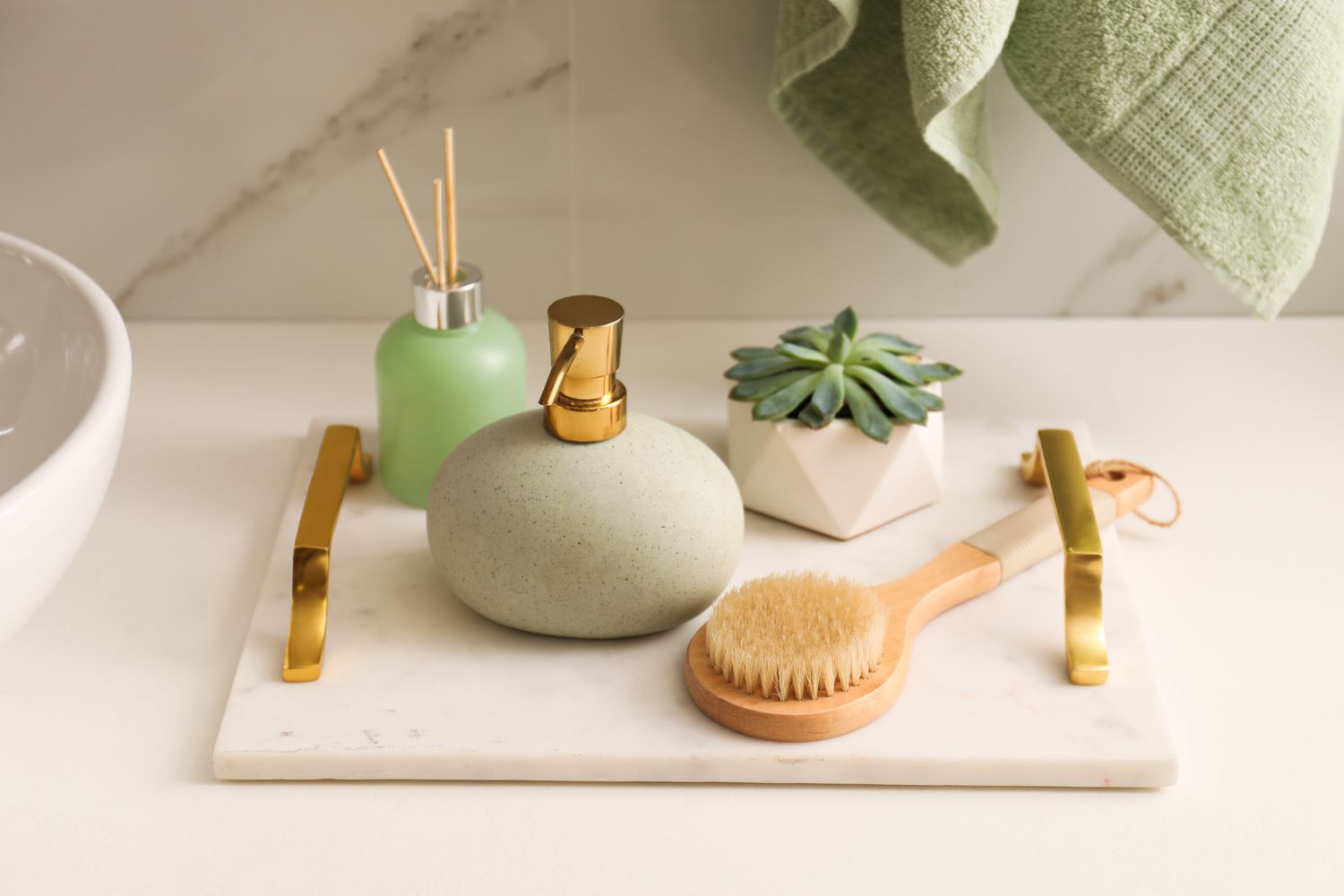 Tray with soap and brush