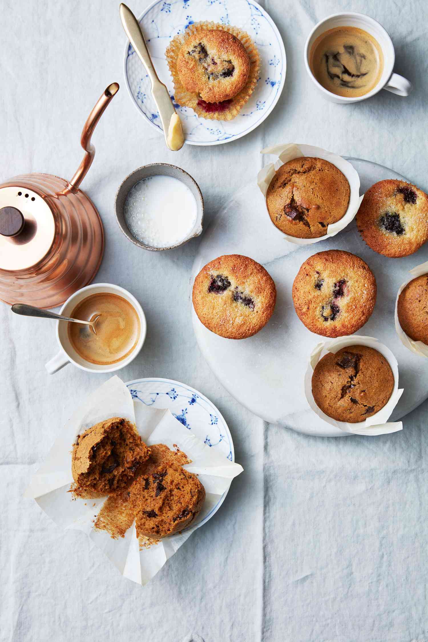 sweet potato chocolate chunk muffins with coffee