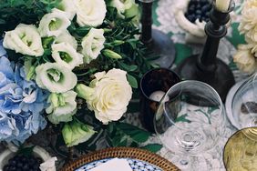 charles andrew wedding blue green place setting