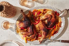 brick chicken with vinegar peppers