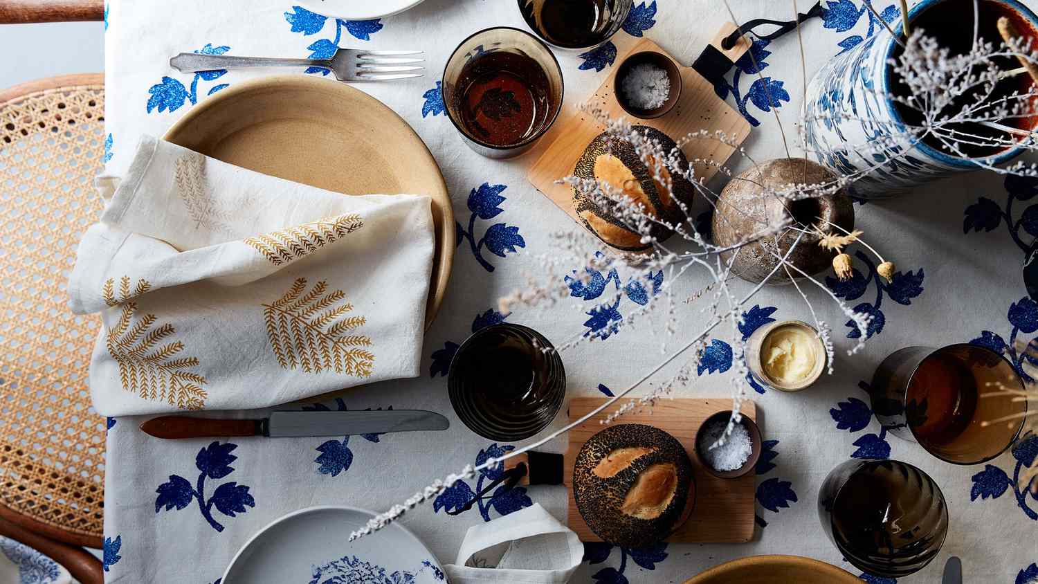 blue Thanksgiving table