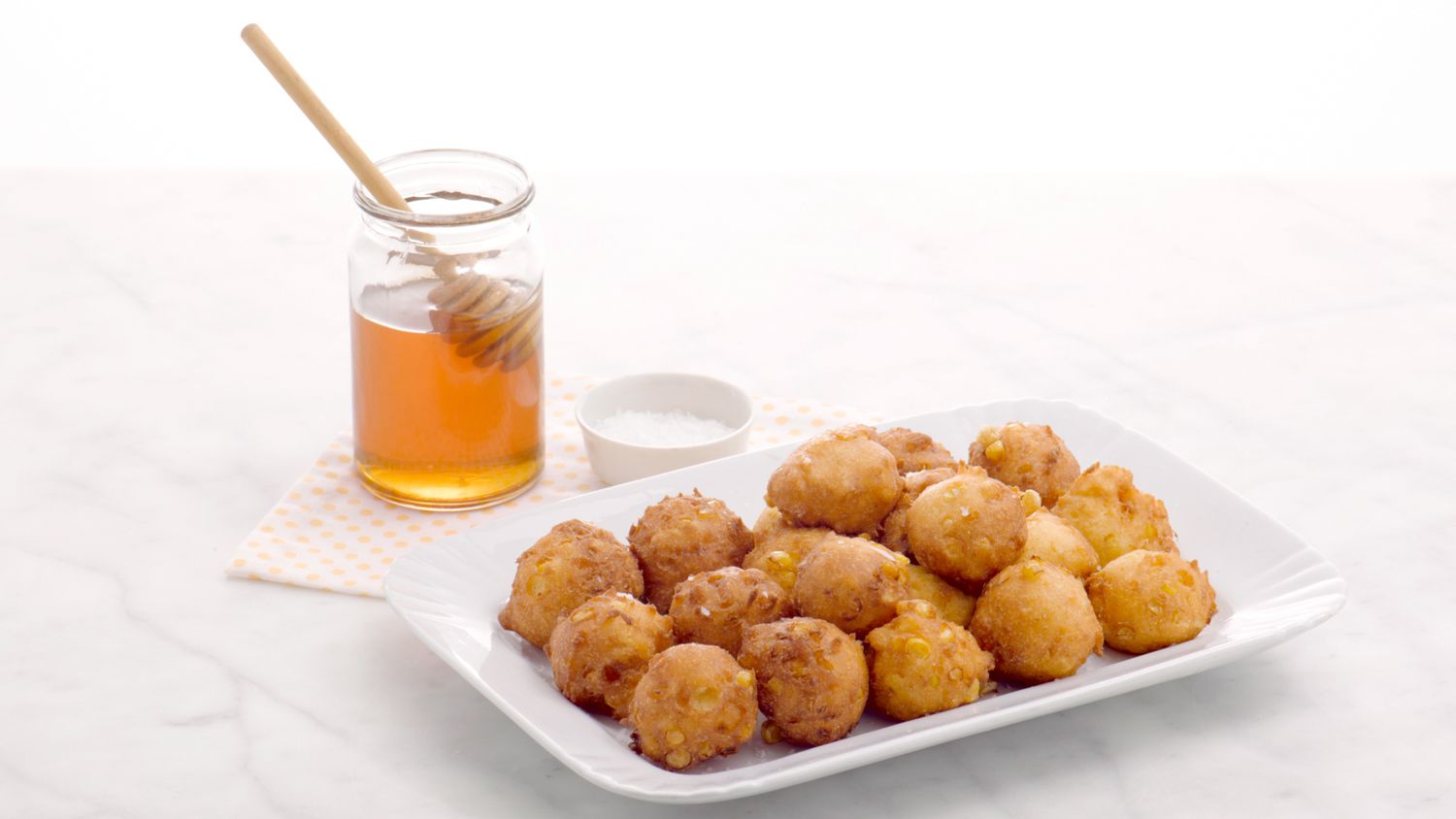 corn fritters with honey