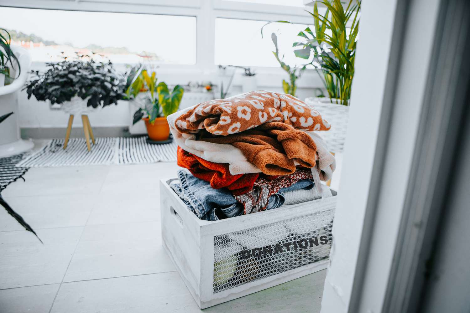 Donation box full of clothes