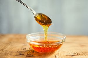 Honey on spoon