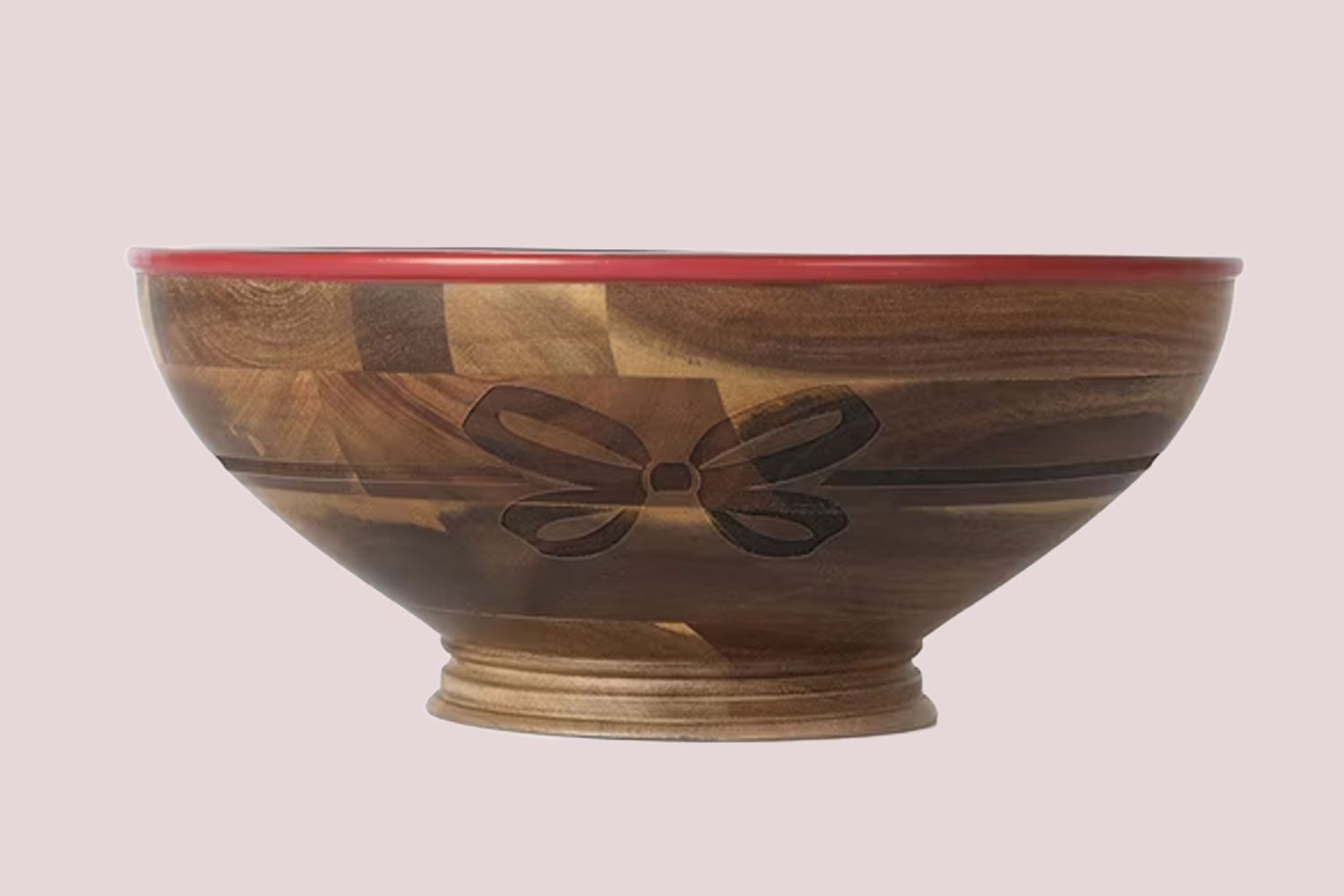 Festive Bow Wood Serving Bowl