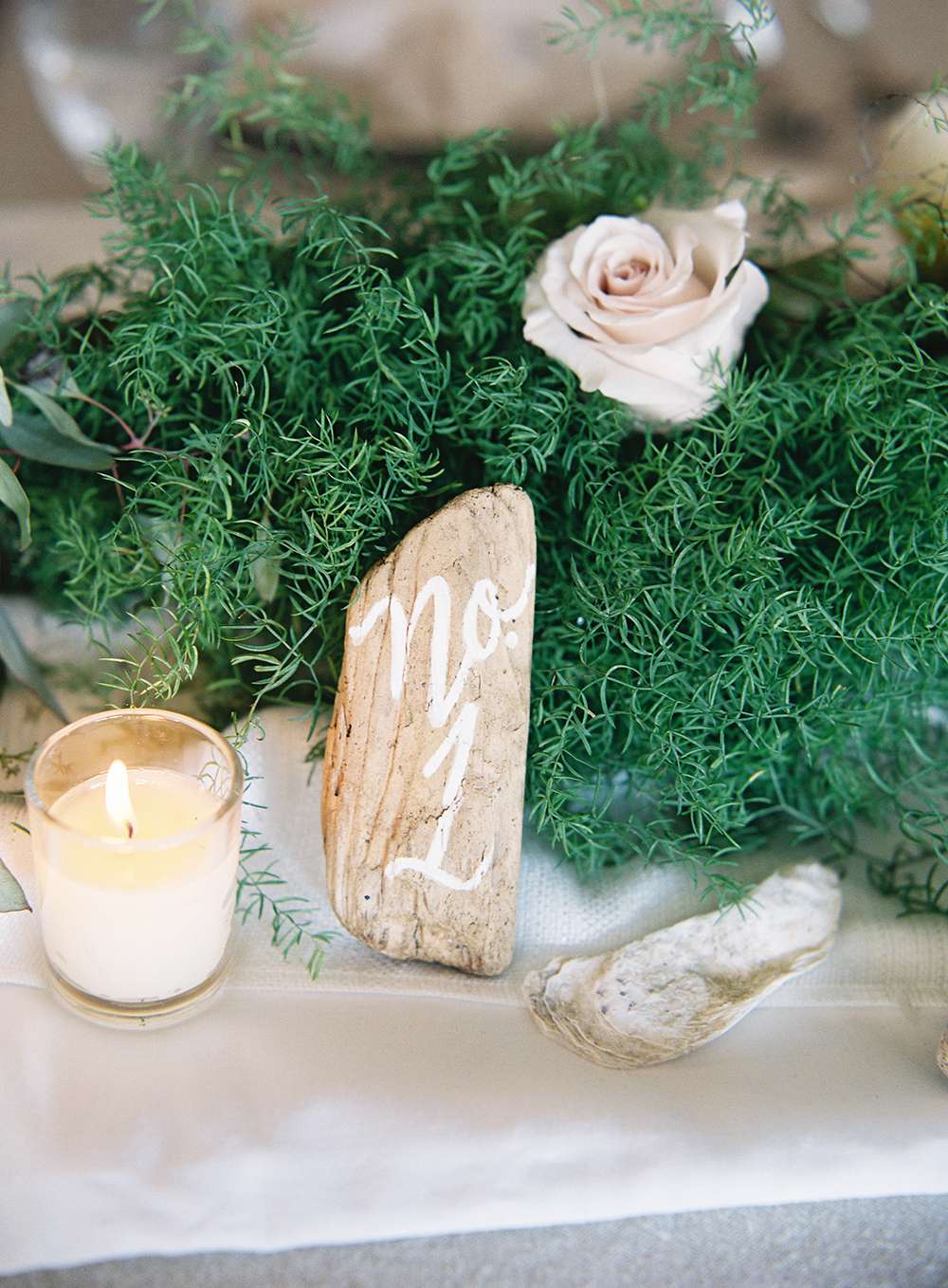 Rustic driftwood wedding table number