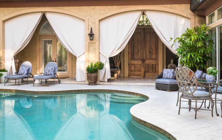 Tent style draping outdoor curtains