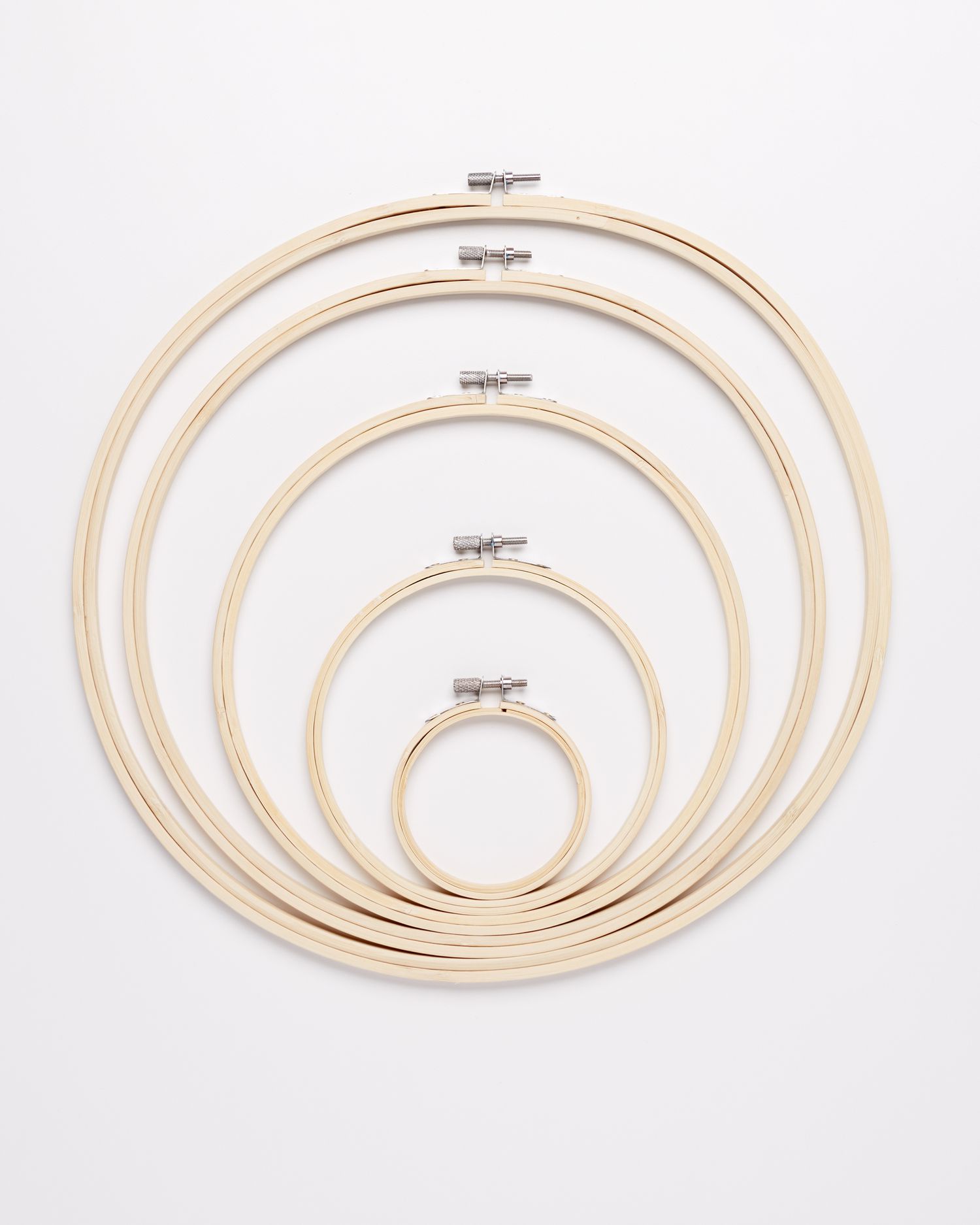 various sizes of wood embroidery hoops