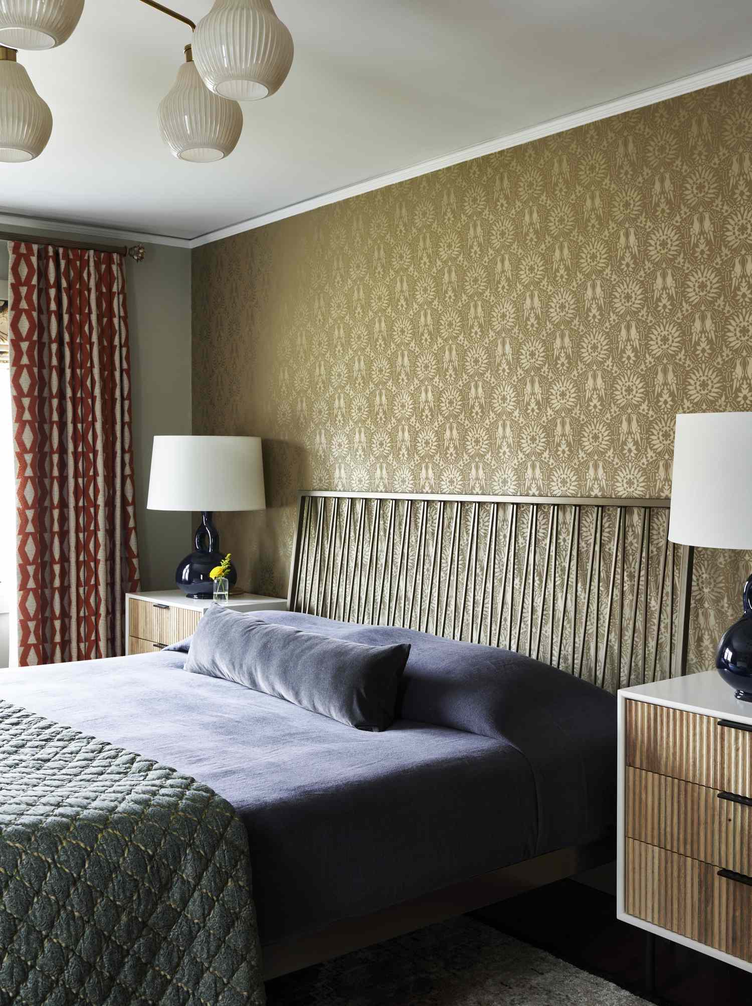 Feature wall in a bedroom 