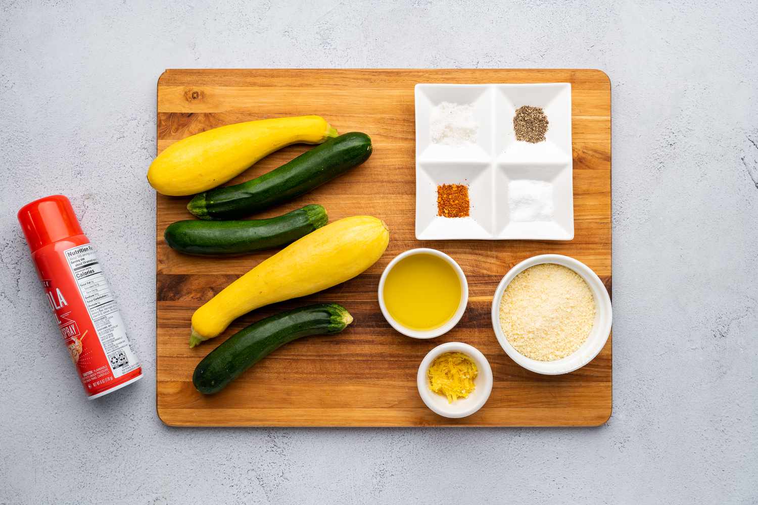 zucchini, summer squash, lemon juice, and zest, Parmesan and other ingredients