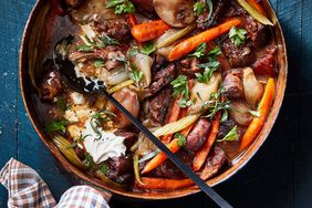 normandy-style pork stew served with fresh herbs