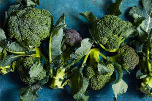 broccoli on blue background