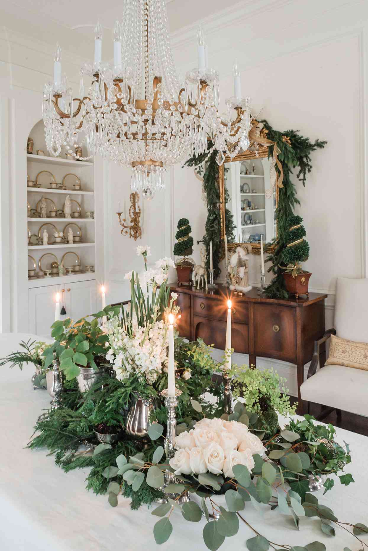 Place setting with candles and flowers