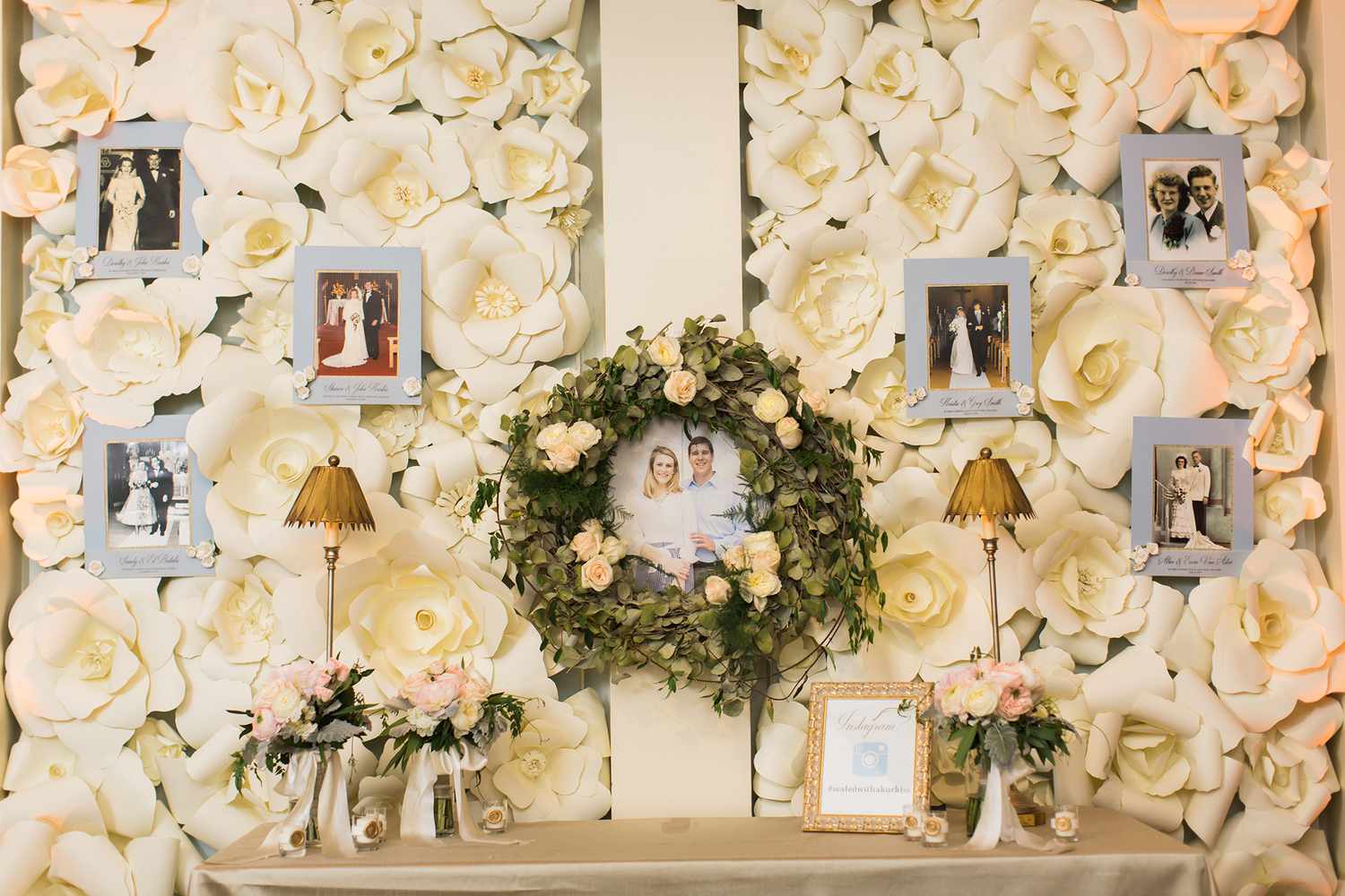 family photo flower wall display