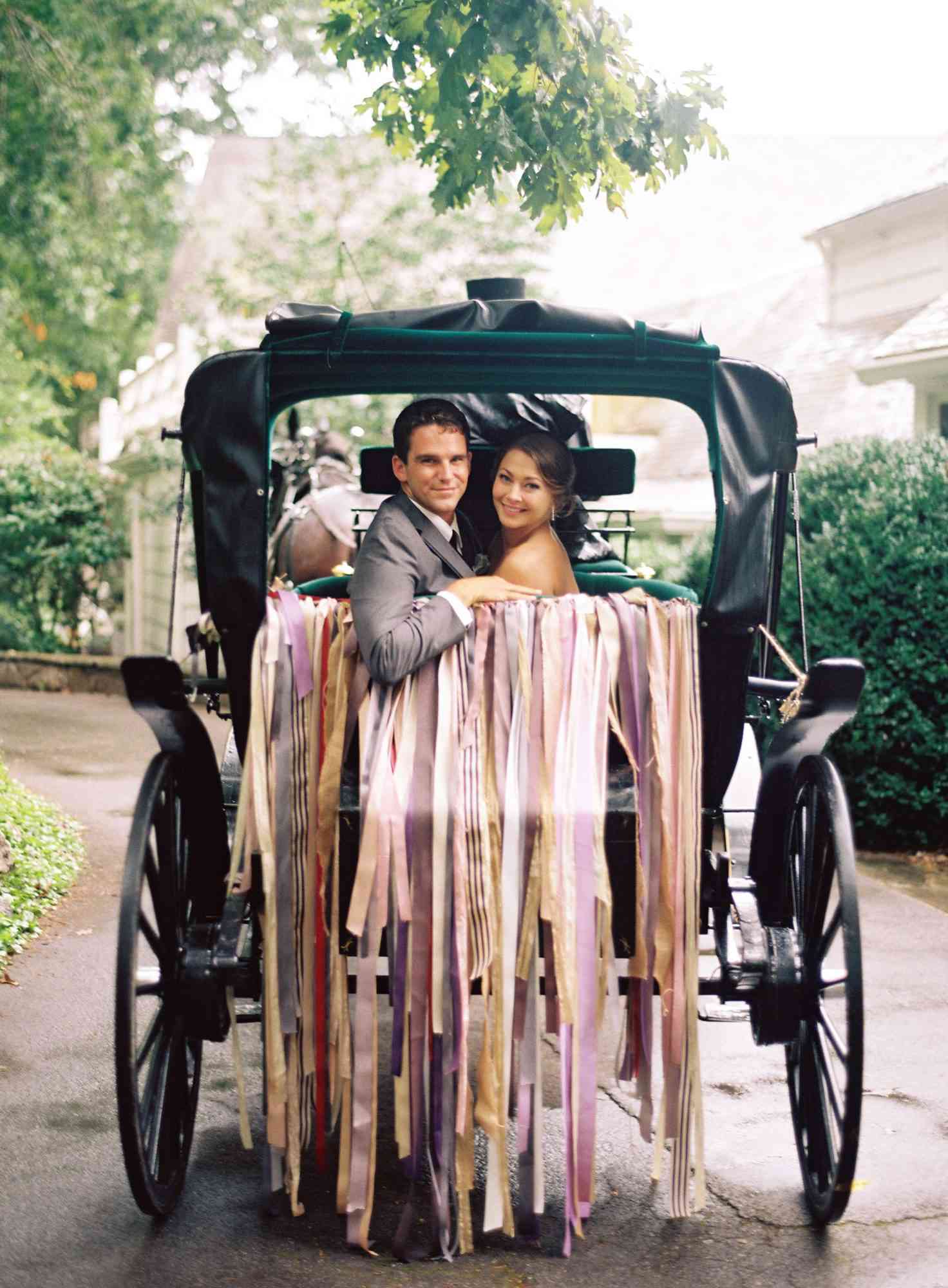 wedding exits horse carriage clark brewer